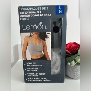 Lemon Ribbed Yoga Bra 2-pack Black and Gray